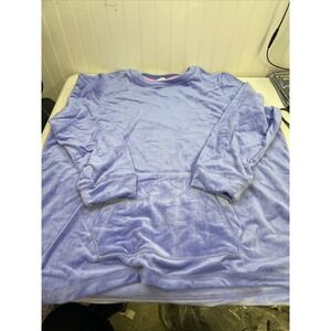 Isaac Mizrahi Live! Polyester‎ Soft Crew Neck Pullover Purple Pocketed Sweater